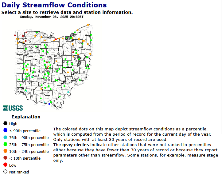 ohio stream flow map